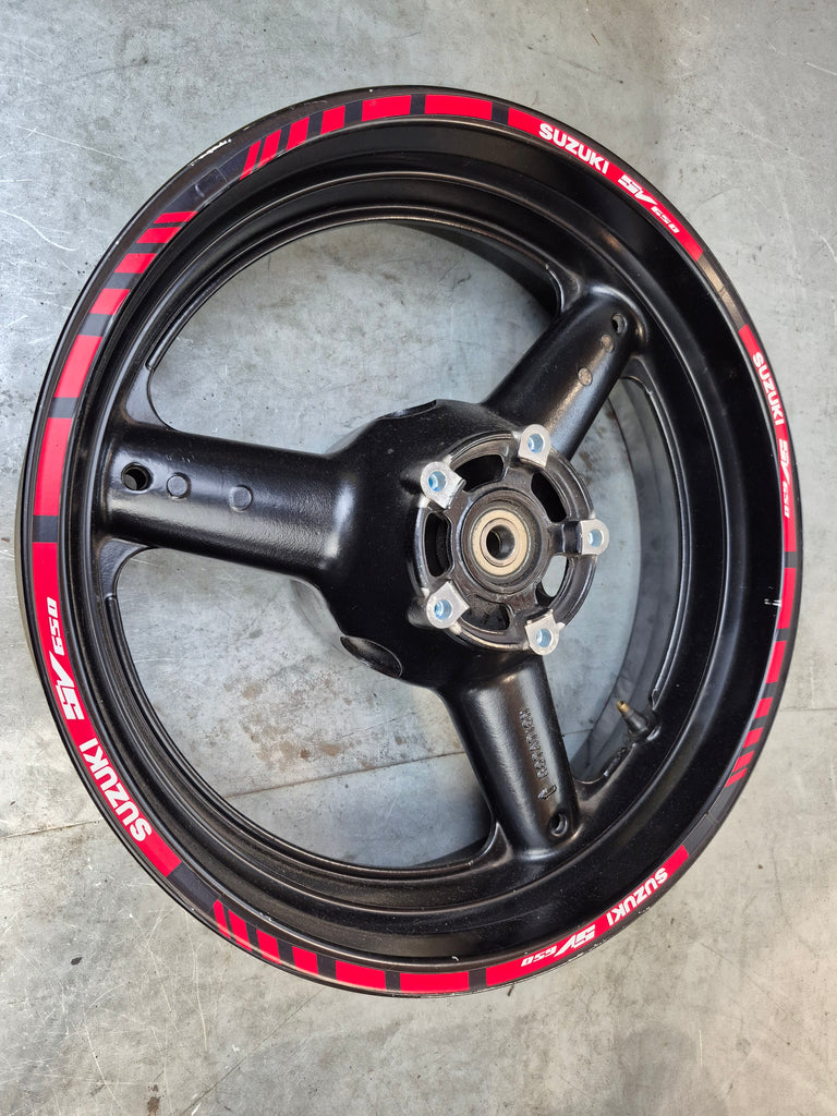 rear wheel .010 runout painted black 1g sv650 99-02